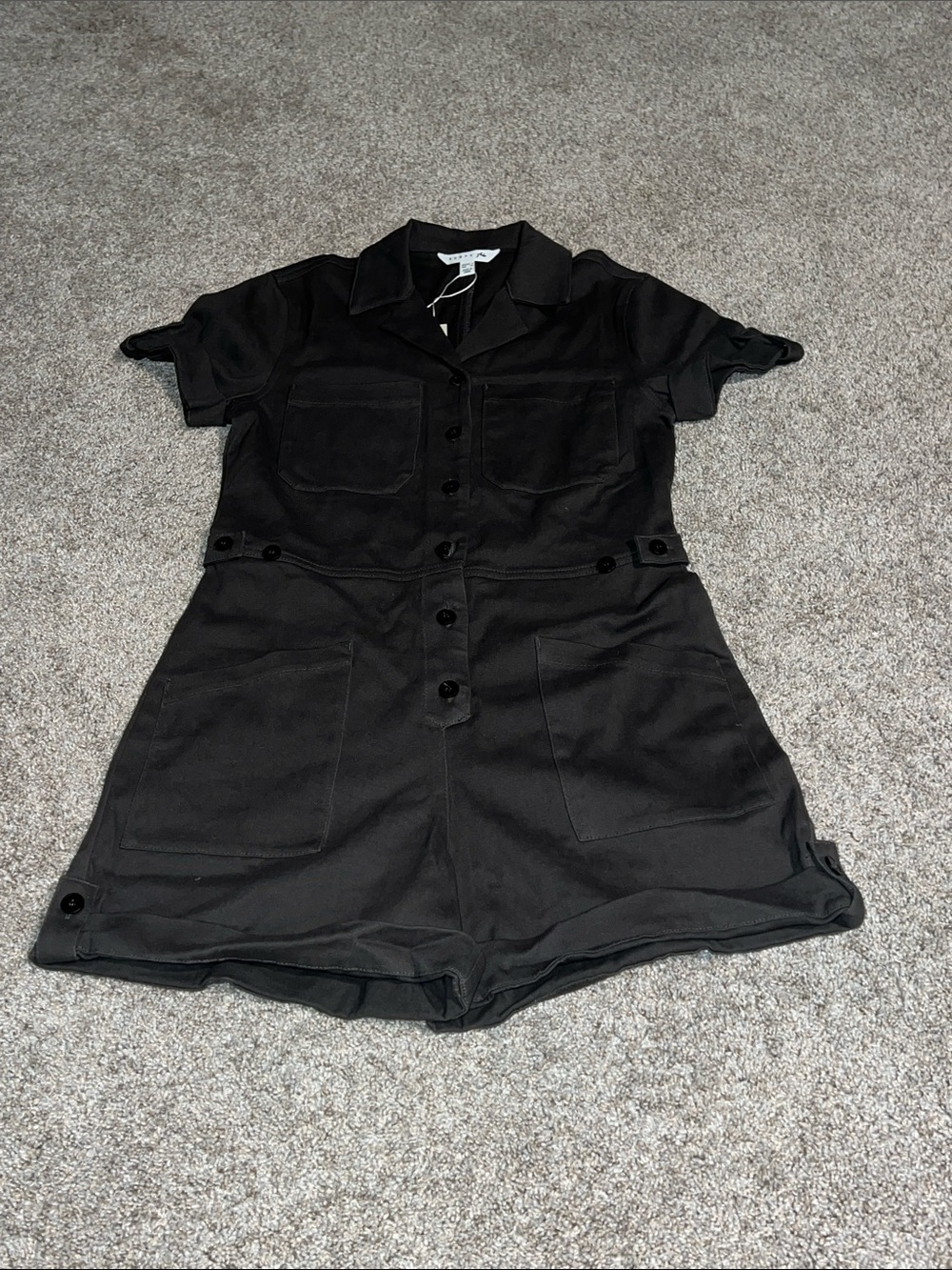 Rusty Charcoal Button-Front Short Romper